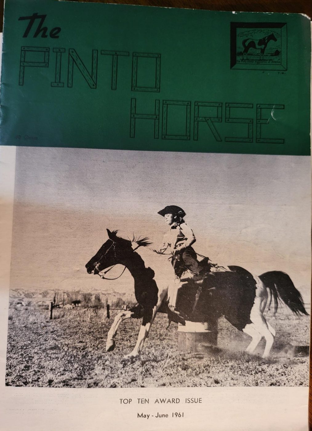 Betty and Paint on the cover of The Pinto Horse magazine, 1961