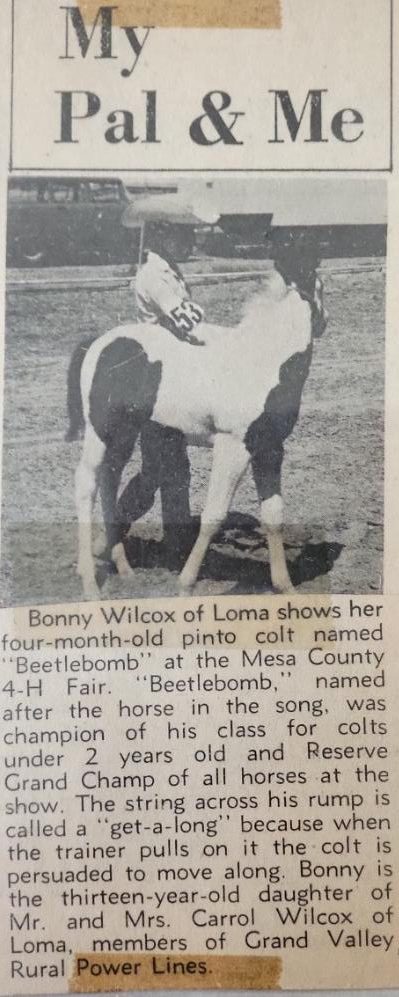 My Pal and Me clipping about Bonny Wilcox of Loma