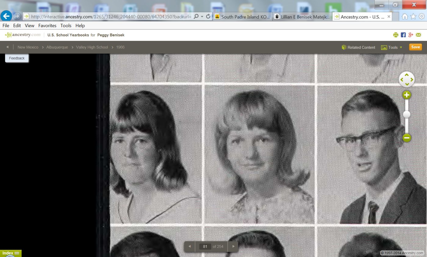 A zoomed page of 1966 class portraits from the Ancestry.com viewer