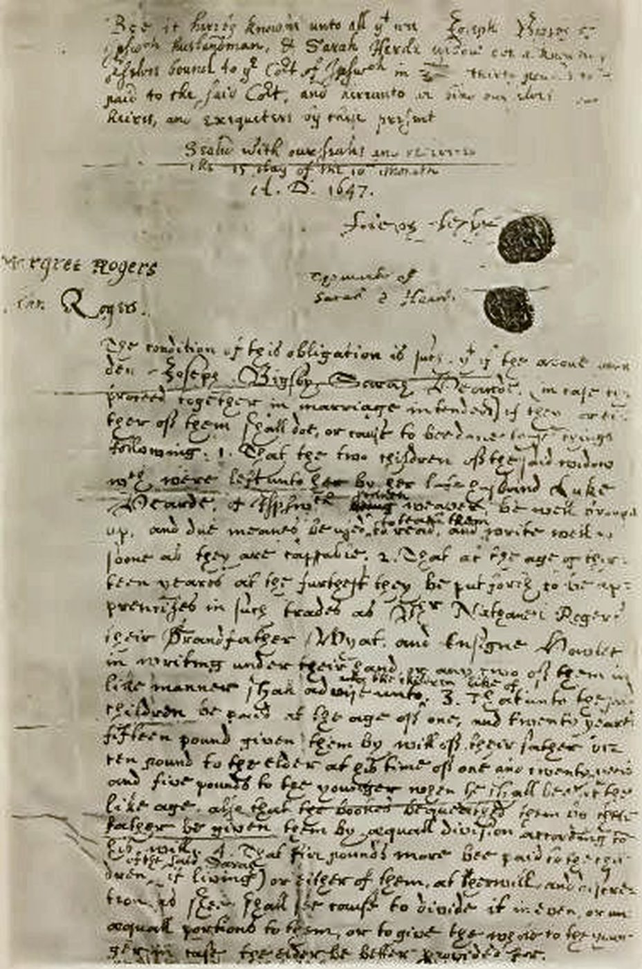 The whole facsimile page of the bond.