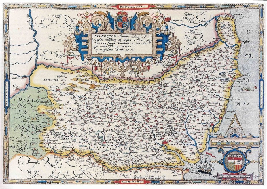 1 First printed map of Suffolk England 1575