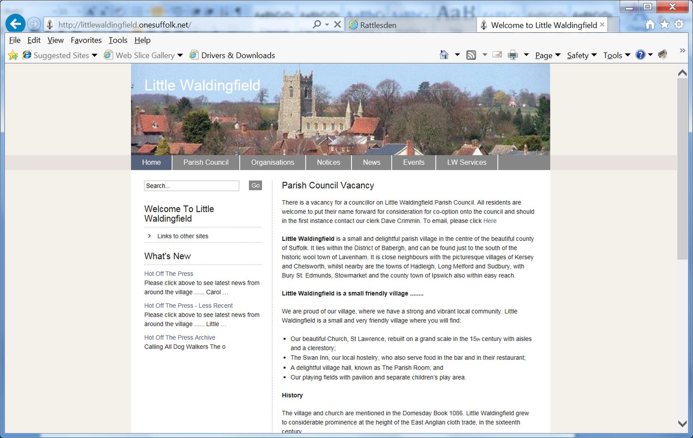 Little Waldingfield parish website, screenshot