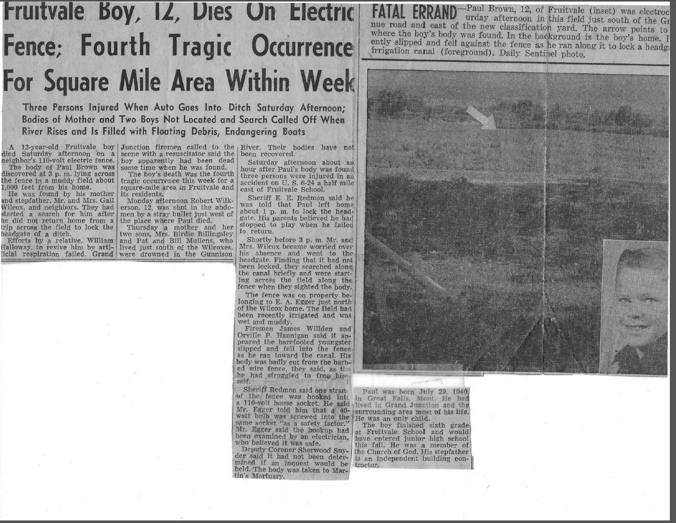 The news clipping as the family kept it