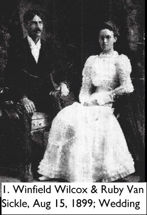 Winfield Wilcox and Ruby Van Sickle, wedding portrait, Aug 15, 1899