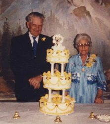 Vaughan and Margaret Wilcox with their anniversary cake