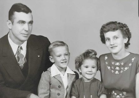 A couple with two small children, 1940s portrait