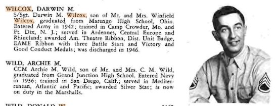 Newspaper service record: Wilcox, Darwin M., with his photograph